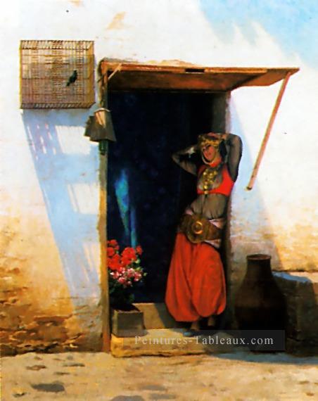 Femme du Caire à sa porte Orientalisme grec oriental Jean Léon Gérôme Peintures à l'huile